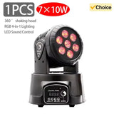 4 7*10W LED Mobile Head Disco 360° Rotating Voice Control DMX512 Home Party Stage Performance Lamps RGBW Wedding Lights