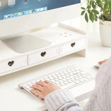 Laptop Wood Stand Multiple Styles 3 Drawers Computer Support Monitor Riser Holder Desktop Bedroom Table Shelf