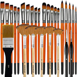 32/28 Pcs Paint Professional Water-color and Gouache Painting Nylon Hair Birch Handle Brushes for Beginner