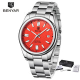 2024 BENYAR New Mechanical Wristwatches 10Bar Waterproof Automatic Stainless Steel Sports Diving Watch for Men