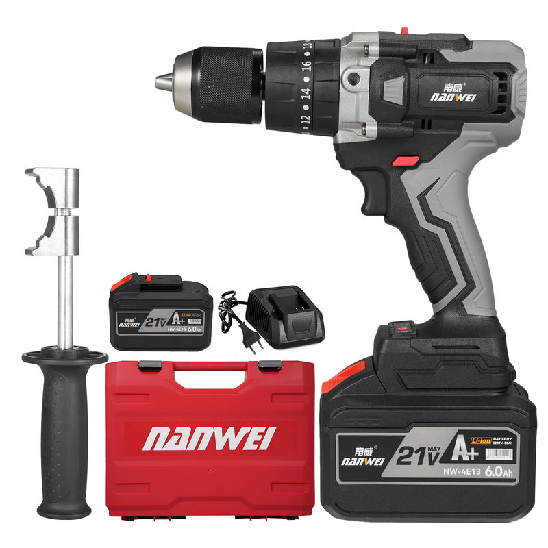 21V Brushless Impact Hammer 200Nm Cordless 6000mAh Battery Mini Electric Screwdriver Drill