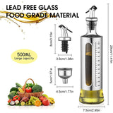 4 Pack Bottle, 500Ml Olive Vinegar Bottle Set, Stainless Steel Glass Oil Dispenser With 1Pcs Funnel