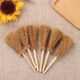 20Pcs Miniature Artificial Mini Brooms with Red Ropes Halloween Straw Dollhouse Decoration Witches Party Decor