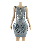 Water diamond light luxury niche evening dress, popular on internet, the same style of party atmosphere dress. Slim and sexy with waistband closure