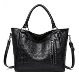 Punk Skull Crossbody PU Leather Studded Shoulder Large Capacity Top Handle Bag for Women Work Shopping