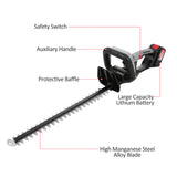 Cordless 21V Battery Bush Electric Hedge Trimmer Pruning 21 Inch Dual-Action Blade for Shrub Branch