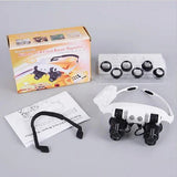 Magnifying 10X 15X 20X 25X 2LED Light Lamp Head Loupe Jeweler Headband Magnifier Eye Glasses Optical Glass Tool Repair