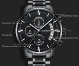 GUANQIN Top Brand Sport 50M Waterproof Chronograph Quartz Stainless steel watch for men Luminous Multifunctional Luxury Watches