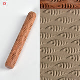 Wood Hand Rollers for Clay Stamp Clay Pattern Roller Ceramic Tools Carved Texture Printing Mud Rolling Embossed Pattern Fashion