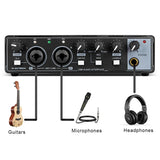 Interface Recording Portable Professional Sound Card with Loopback Monitor 48V Phantom for Audio Equipment Guitar