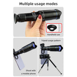 40X Mobile Phone Telephoto Kit Lens Clip+Extendable Mini Tripod Remote Shutter for Wildlife Observation Watching Moon