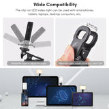 Pocket Clip-on LED Computer Tablet Phone Video Conference Light 2500K-9000K Dimmable Battery for One Meeting