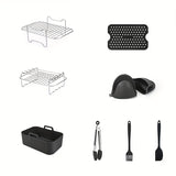 1set, Air Fryer Accessories Set, Oven Accessories, Air Fryer Tools/Rack For Most Dual Basket Air Fryer Models For 7.6-9.6L