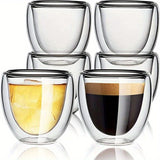 1set/2.8oz, Espresso Cups, Double Walled Espresso Glasses, Insulated Borosilicate Glassware Tea Cups, Perfect For Cold Or Hot Drinks, Coffee, Whisky, Vodka, Cocktail, Coffee Tools