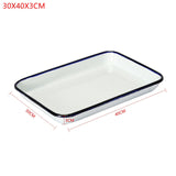 1PCS Handcrafted Vintage Tray White Enamel Home Cake Oven Baking Tray Square Retro Plates