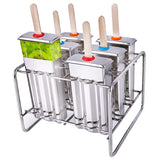 Stainless Steel Molds Rust-Resistant Popsicle Maker Set Popcical Mold With Tray- Cleaning Brush