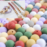 120 PCS Round 15Mm,Colorful Silicone Loose Beads,DIY Crafts Beads For Jewelry Making