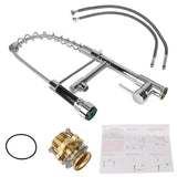 Crane Tap with Dual Spout Hot Cold Water Mixer Kitchen Sink Faucet Brass Pull Down Spring Dual Swivel Spouts Deck Mounted