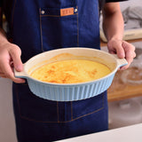 Set Of 2 Oval Blue Casserole Dish, Baking Pan (24.13cm/28.57cm), Ceramic Baking Dish For Cooking, Kitchen, Family Dinner
