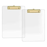 2 Pack Clipboard Acrylic Clipboard With Gold Clip, 8.8X12.2 A4 Letter Size, School And Home Supplies,Office Supplies