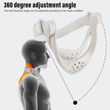Support Posture Corrector Neck Brace 360 Degree Adjustable Cervical Traction Device for Pain Pressure Relieve Grey ABS