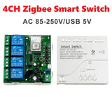 4CH Tuya Zigbee Smart Switch Module 85-250V Relay Smart Home Remote Control Works With Gateway For Alexa Google Home Replacement