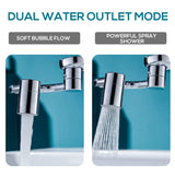 1080 Degree Rotating Extender Metal U Shaped Robotic Arm Universal Dual Model Splash-proof Filter Faucet Home Bathroom