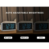 1pc Alarm Clock With FM Radio, USB Charging, 4.57cm Ice Blue LED Display, Night Light, Dual Alarm, Snooze, Dimmer Control, Bedside Office Electronic Clock ITOMA CKS508-EU