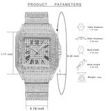 PINTIME Hip Hop Silver Jewelry Men Watch Top Business Brand Iced Out Quartz Roman AAA Watch Luxury 18K Gold Relógio Masculino