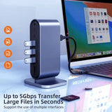 12-in-1 Docking Station PD 100W Type C to HDMI Adapter 4K 30Hz VGA RJ45 3.0 HUB USB Splitter for Laptop