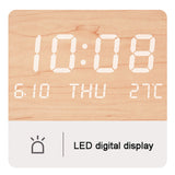 ound Hanging LED Digital Wall Clock for Living Room & Bedroom - Multi-function Display with Temperature, Date, Time, and Alarm