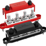 DaierTek Upgrade 275A 12V Bus Bar Battery Power Distribution Block Car Audio 12 Volt DC Busbar 4 3/8" Posts 6 x #8 Screws