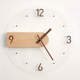 1pc, Luxury Acrylic Wooden Wall Clock - Silent and Punch-Free for Bedroom and Living Room Decor