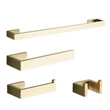 4Pcs Bathroom Hardware Accessories Set Stainless Steel Brushed Gold 16 Inch Bar+Toilet Paper Holder+Hand Towel Rod