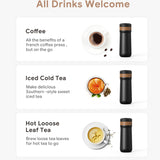 320ML Portable French Press Coffee Maker with Plunger Filter Stainless Steel Car Vacuum Bottle Insulated Travel Mug