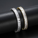 Brass Micropaved Square Zircon Row Bracelet