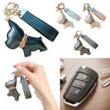 Cute Dog Keychain Leather Puppy Key Chain Charm Multifunctional Bulldog Bag Pendant for Car Keys Decoration
