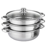 3 Tier Steamer Cooking with Lid Stainless Steel Steam Pot Multipurpose for Vegetable Dumpg Stock Sauce Food