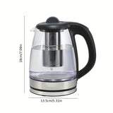 1pc, Electric Kettle -2.2L Water Pot 1500 Watt Coffee And Tea Pot Borosilicate Glass Easy To Clean, Wide Opening, Automatic Closing