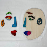 Wooden Montessori Puzzles, 26 Part Picasso Modern Puzzle, Colored Face Art Educational Stem Toy -Wooden Toddler Easy To Use