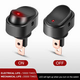 50PCS LED Lighted Rocker 12V Illuminated ON Off Toggle 30A 3Pin SPST Oval Shaped Switch 12mm Hole for Car Truck