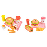 Wooden Simulation Strawberry Hamburger Set Kitchen Food Toys For Kids Pretend Playset