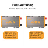 Pure Sine Wave Inverter 2000W Input 220/110VAC Output 12VDC to 110VAC Converter Solar for Home RV Truck Road Trip Camping