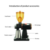 Stainless Steel Espresso Coffee Grinder, Automatic Mill, Flat Burrs, Adjustable, Upgrade, 110V, 220V