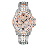 PINTIME Men's Watches Luxury Iced Out Diamond Dial Stainless Steel Relogio Waterproof 3br Fashion Quartz Wristwatch Reloj Hombre