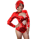 Personalized street fashion runway dress with super shiny sequins, tight fitting and short jumpsuit