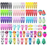 Girls 100 Pcs No Slip Metal Snap Clips Strips For Kids Teens Women Cute Candy Color Cartoon Design Hair Pins