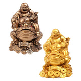 Laughing Buddha Resin Statue - Fengshui Home Decor with Money Frog