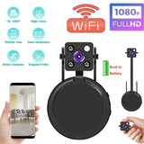 HD 1080P Mini WiFi Camera Tiny Nanny Baby Cam for Home Office Security Night Vision Flexible Lens Mobile Monitoring Push Alarm