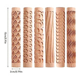 6 PCS Clay Rolling Pin Textured Hand Roller Wooden Handle Pottery Tools Set Durable Easy To Use